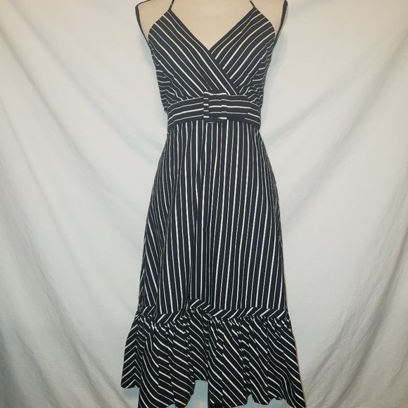 NWT Max & Cleo Sleeveless Dress Black White Stripe 4 - Picture 6 of 8